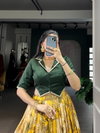 Mustard Colour Tussar Silk With Printed Lehenga With Blouse Indo Western Bulk Orders In India NNK1137